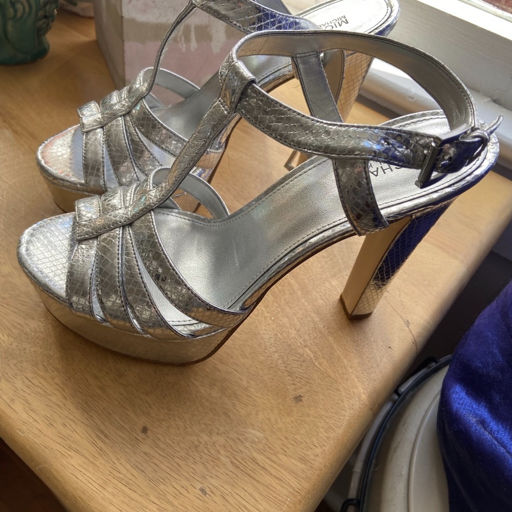 Michael Kors  silver platform heels, size 7.5